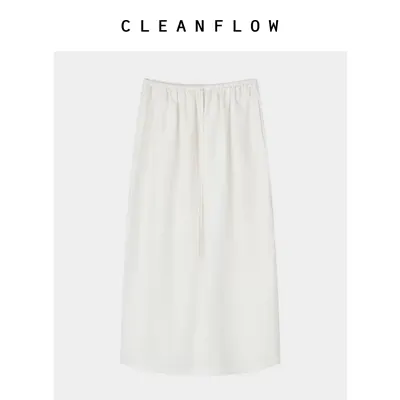 CLEANFLOW | 100%纯亚麻轻巧松紧腰直筒半身裙女2026夏季新款裙子