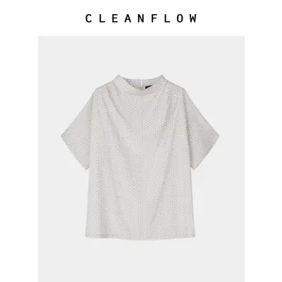 “竹编格纹”CLEANFLOW | 手工桑蚕丝印花宽阔中式立领套头衬衫女