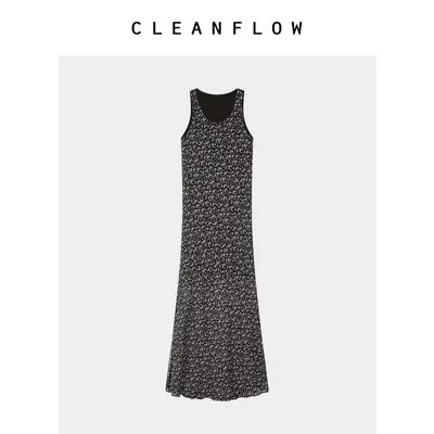 “风中小雏菊”CLEANFLOW | 桑蚕丝印花斜裁中式吊带背心连衣裙女