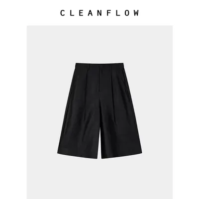 CLEANFLOW | 平板香云纱六分喇叭松弛百搭休闲裤女2026夏新款西裤