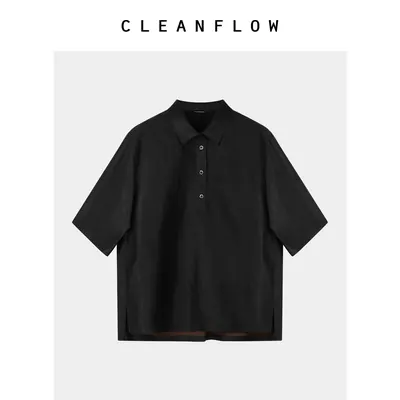 CLEANFLOW | 莨绸香云纱半开襟中袖休闲衬衫女小个子2026夏季新款